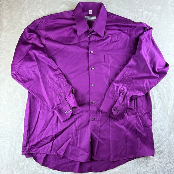 Geoffrey Beene Dress Shirts Lot of 2 Men's 17.5 Orange / Purple Regular Fit - Picture 3 of 8
